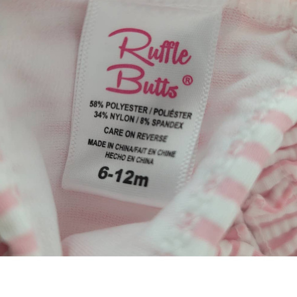 Ruffle Butts Pink Searsucker Top Bottoms Baby Swim Suit UPF 50+ 6-12 months NWT - Picture 9 of 9